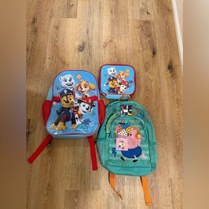 Paw Patrol Peppa Big Child Backpacks Lot School Bags Lunch Bag Set